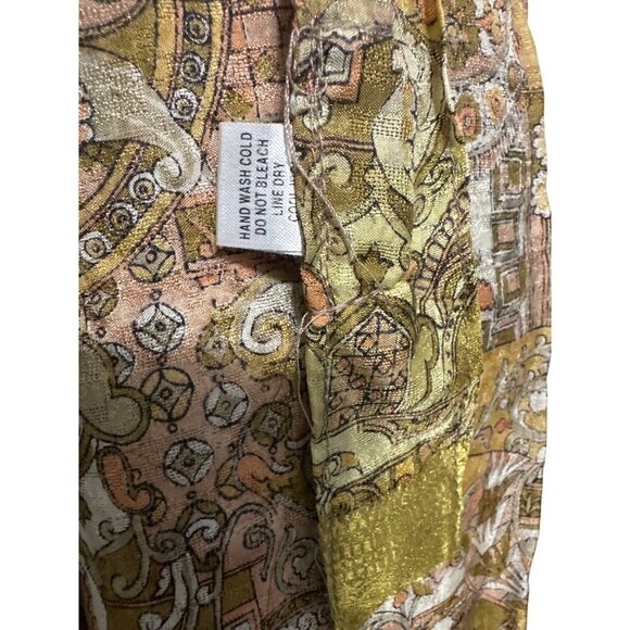 KARIZA Wrap Maxi Skirt Gold Paisley Print Womens S Boho Style Made In India - Picture 3 of 11